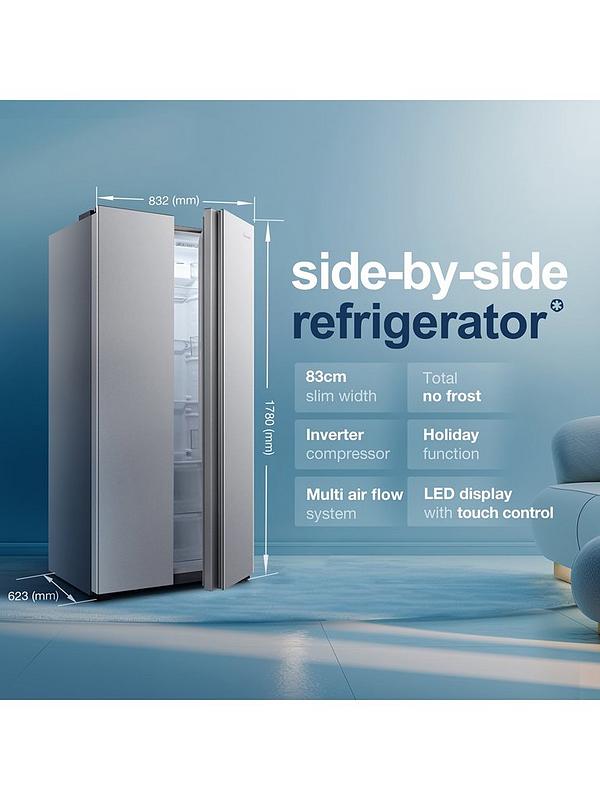 Fridgemaster MS83430ES 83cm Wide Side by Side, American Fridge Freezer - Silver - Image 5